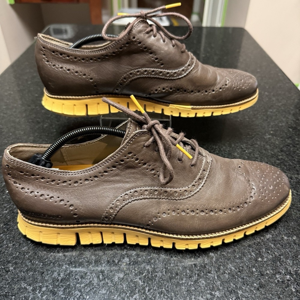 Cole Haan Zerogrand Wingtip Oxford Mens 12 M Brown Leather Yellow C31168